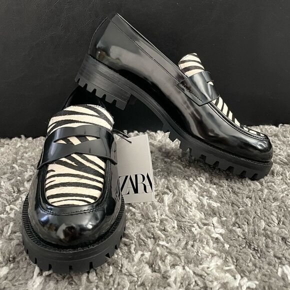 NWT Zara Animal Print Loafers - Picture 3 of 11